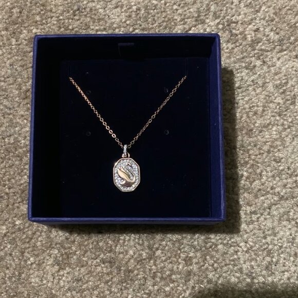 Swarovski Swan Signum Pendant Necklace - Rose Gold Tone Plated (New) - Picture 4 of 9